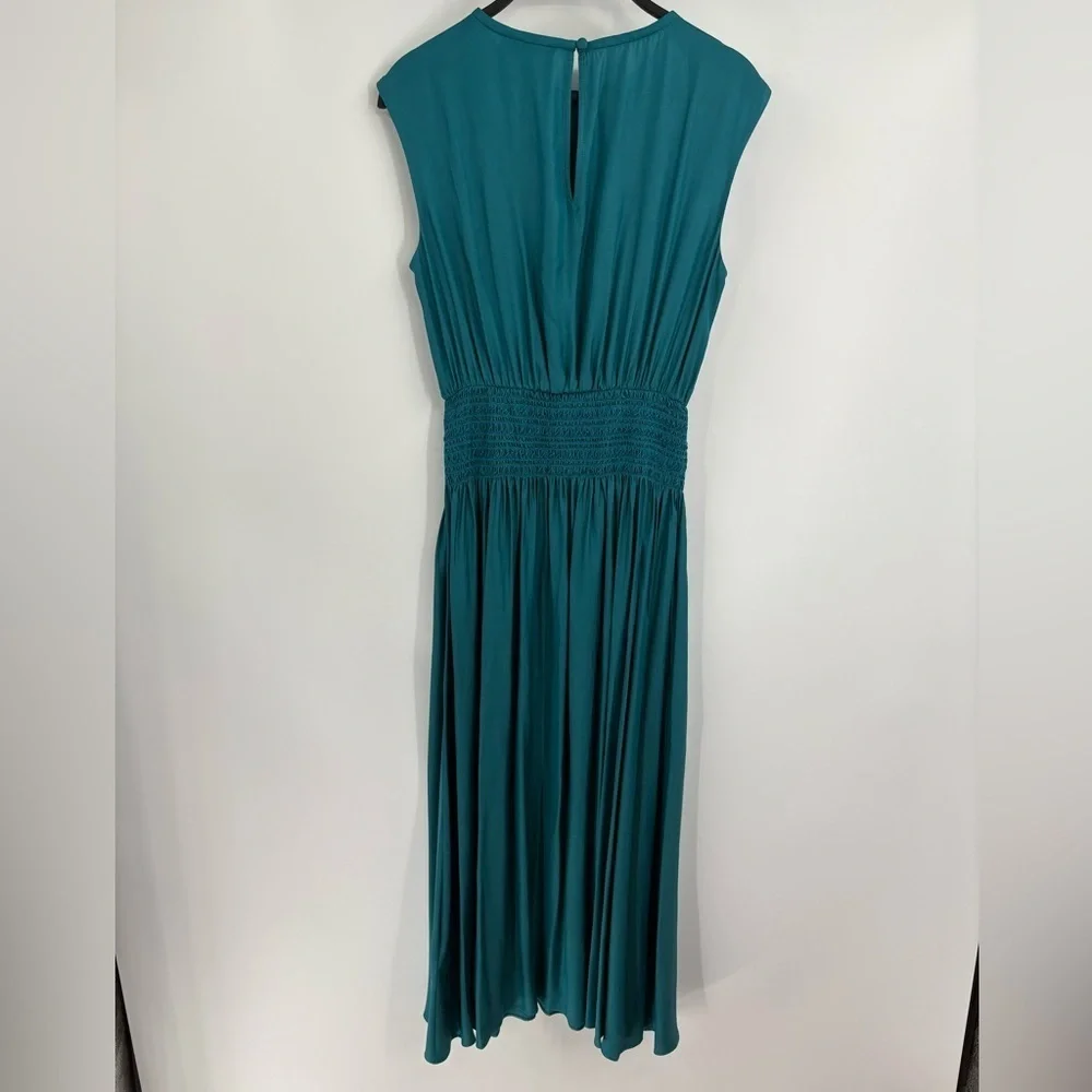 KATE SPADE Silk-blend Twill Smocked-waist Dress In Dark dress size small NWT